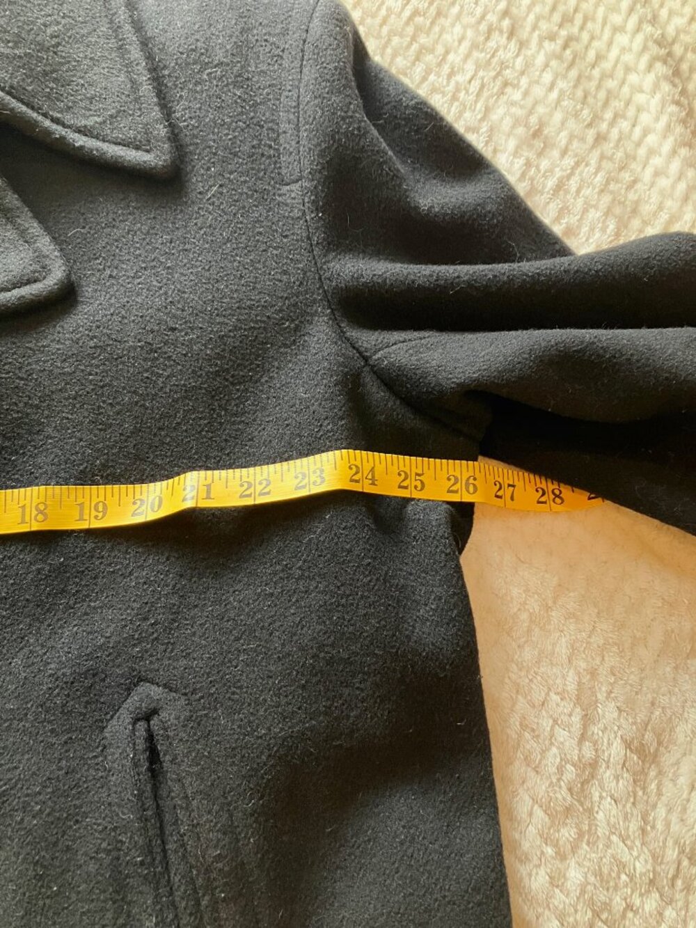 Vintage John Weitz Forstmann Wool Peacoat Mens 46 Black Double Breasted Nautical - Picture 8 of 15